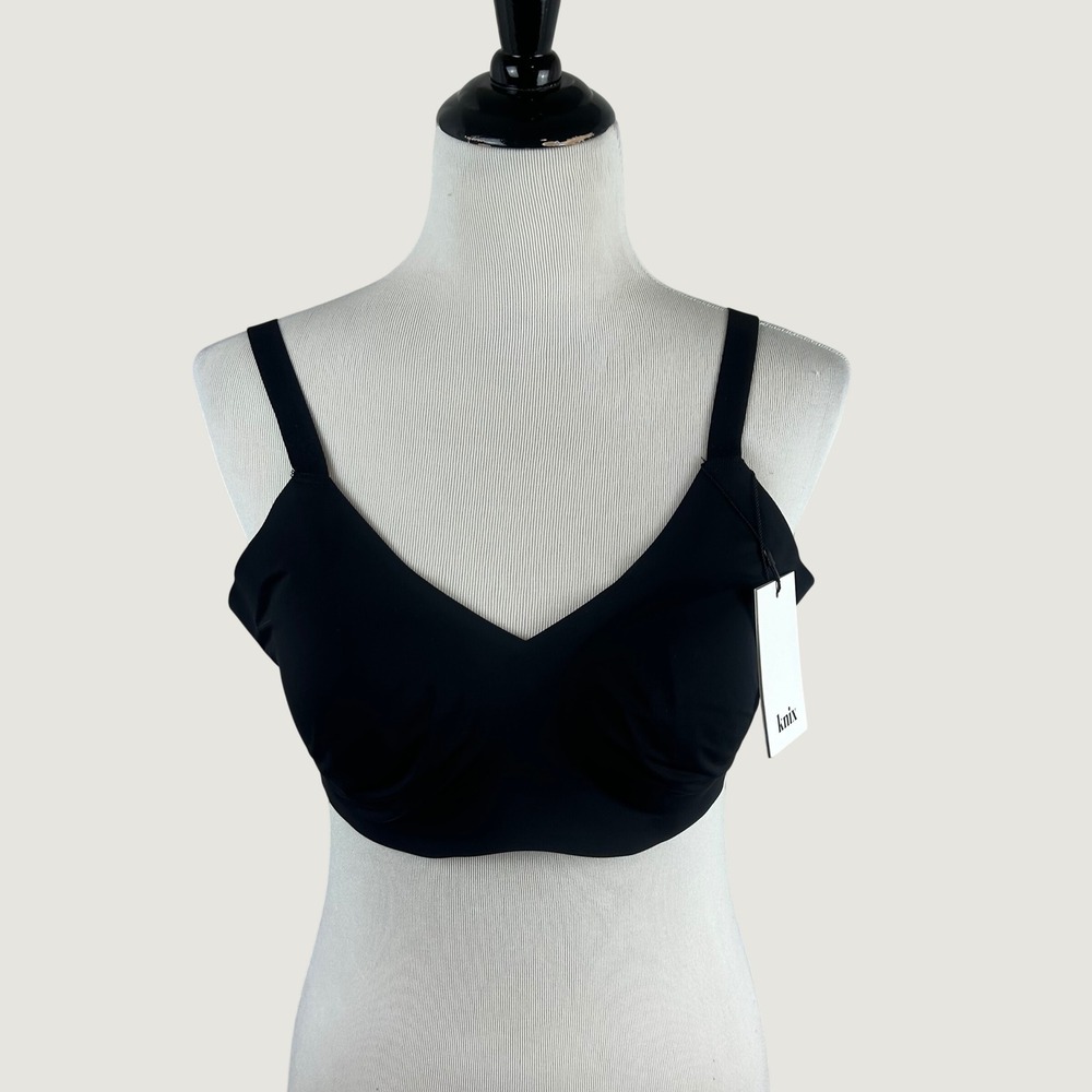 Knix Padded V-Neck Bra Black Wireless Seamless Adjustable Size 5,‎ XL NEW